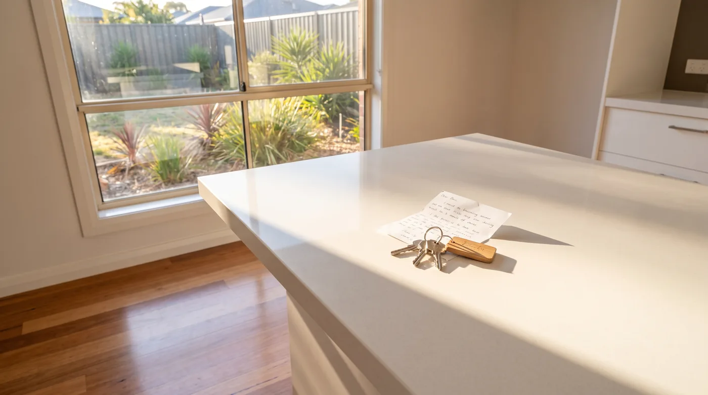 House keys on the bench of a cleared home ready for sale